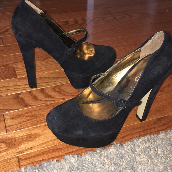 Aldo Shoes - Black Suede Platform Heels